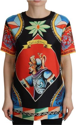 Dolce & Gabbana Zijde T-shirt met print - Dames - T-shirts - Veelkleurig - 2XS - Tops