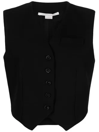 Stella McCartney sleeveless virgin wool waistcoat - women - Virgin Wool/Viscose/Cotton - 46 - Black