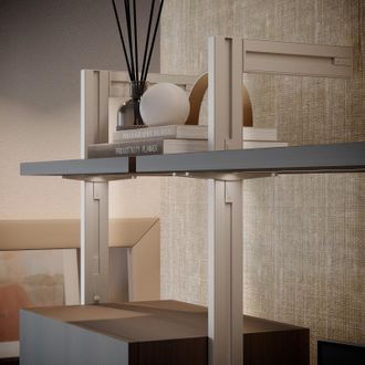Emuca Kit De Soportes Para 4 Estantes De Madera Y 1 Barra De Colgar De Longitud 1m Zero, Aluminio Y Zamak Y Pl&aacute;stico, Pintado Color Gris Piedra - Emuca
