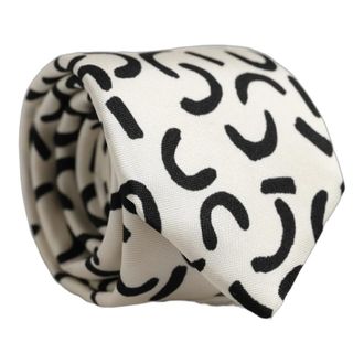 Dolce & Gabbana Abstract Adjustable Tied Necktie - Heren - Accessoires - Beige - Maat: ONE Size Zijde