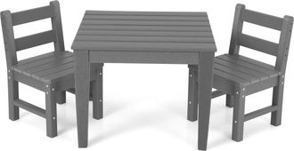 Costway Costway - Juego De Mesa Y Silla Para Ni&ntilde;os De 3 Piezas, Juego De Mesa De Actividades Para Ni&ntilde;os De Exterior Con 2 Sillas Con Respaldo Para Jugar Dibuj