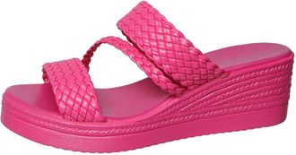 Generic Womens Wedge Platform Espadrilles Slide Sandals Fashion Braided Open Toe Slip On Summer Vacation Beach Shoes (5.5,Rose Red)