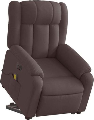vidaXL Vidaxl - Sill&oacute;n Masaje El&eacute;ctrico Reclinable Elevable Tela Marr&oacute;n Oscuro