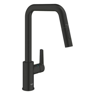 GROHE Grifo De Cocina Con Ca&ntilde;o Alto Grohe Negro Mate 2 Chorros