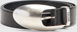 Diesel 3cm leather belt with sculptural buckle - Belts - Man - Black