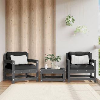 vidaXL Sillones De Jard&iacute;n 2 Unidades Madera Maciza De Pino Gris Vidaxl
