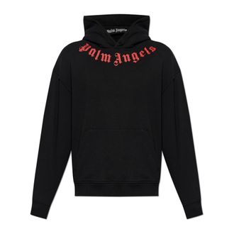 Palm Angels Hoodies, male, Black, Size: XL Neck Logo Hoodie
