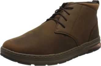 Skechers Mens Evenston Renli Sneaker,Dark Brown Leather,10 UK