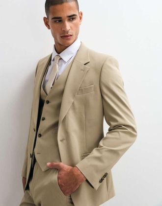 Asos Blazer da abito skinny color pietra-Neutro