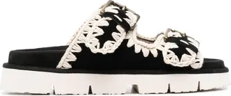Mou Bio Buckle sandals - women - Calf Leather/Fabric/Rubber/Calf Leather - 36 - Black