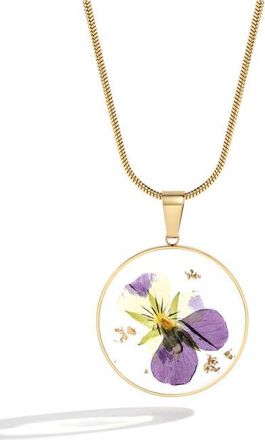 Mint & Lily Pressed Birth Flower Necklace in Gold /Gladiolus at Nordstrom