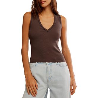 Free People Neria Rib Tank in Double Espresso at Nordstrom, Size X-Small