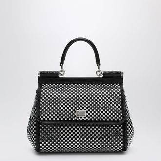 Dolce & Gabbana Sicily small black top-handle bag with crystals