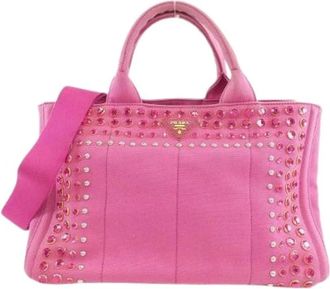 Prada Pre-owned Tote Bags, female, Pink, Size: ONE SIZE Pre-owned Canapa Handbag