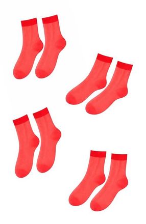 Lechery 8-Pack Glossy Sheer Everyday Knee-Highs in Red at Nordstrom