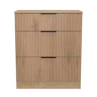Welcome Furniture Alaska Ready Assembled 3 Drawer Deep Chest in Slat Effect & Nebraska Oak - Welcome Furniture | TJ Hughes