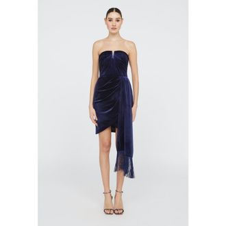 Theia Ursula Strapless Velvet Dress in French Navy at Nordstrom, Size 10
