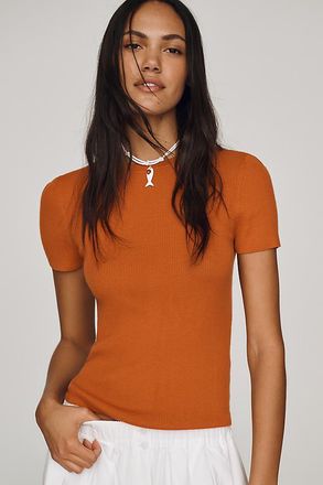 Maeve Markie Fine-Gauge Cashmere Short Sleeve Sweater