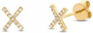 Allurez 0.07ct 14k Yellow Gold Diamond x Stud Earrings