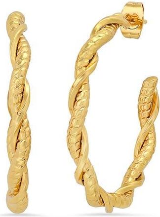 HMY Jewelry Textured Twist Hoop Earrings in Yellow at Nordstrom Rack