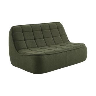 Sweeek Sof&aacute; envasado al vac&iacute;o de borreguito texturizado, 2 plazas, verde kaki