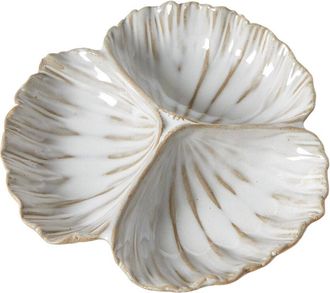 Two's Company Artisanal Reactive Glaze 3-Section Shell Tidbit Dish / Tray
