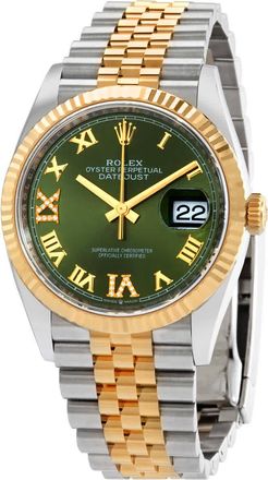 Rolex Datejust 36 Olive Green Diamond Dial Mens Stainless Steel and 18kt Yellow Gold Jubilee Watch 126233GNRDJ
