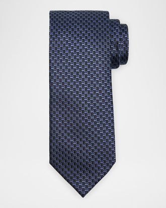 Ermenegildo Zegna Men & apos;s Bicolor Basketweave Silk Tie