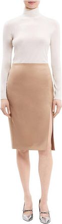 Theory Side Slit Wool Skirt In Palomino