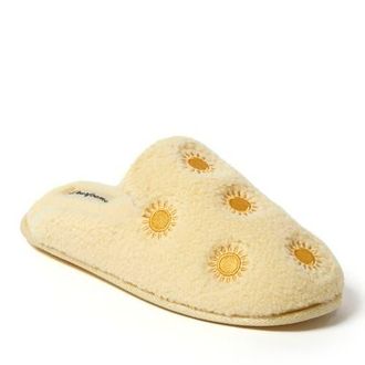 Dearfoams Yellow Sun Teddy Scuff Slipper in Honey Blossom at Nordstrom, Size X-Large
