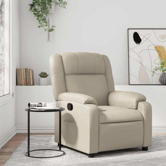 vidaXL Sill&oacute;n Reclinable De Cuero Sint&eacute;tico Crema Vidaxl