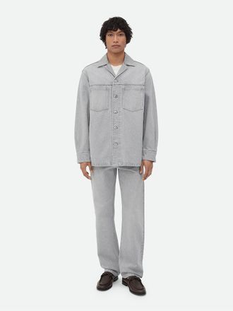 Bottega Veneta Camicia In Denim Lavaggio Light Grey-Uomo