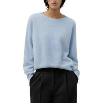 LilySilk Classic Round Neck Cashmere Sweater for Women in Illusion Blue at Nordstrom, Size Large