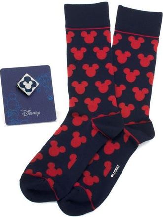 Cufflinks Inc. Mickey Mouse Socks & Lapel Pin Gift Set in Blue Multi at Nordstrom, Size 10-13