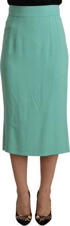 Dolce & Gabbana Womens Mint Green Viscose Pencil Cut Midi Skirt Acetate Elastane