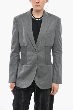 Stella McCartney Blazer in Flanella di Lana con Inserti in Maglia Stella McCartney