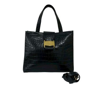Ferragamo Pre-owned Ferragamo Croc Embossed Leather Vara Bow Satchel Ladies 8U0E7UEN5W35DYNT