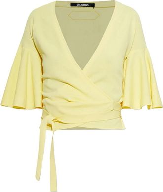 Jacquemus La Maille Paysan - Dames - Blouses - Geel - XS - Leer - Overhemden