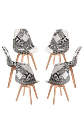 Regalos Miguel Regalos Miguel - Packs Sillas Comedor - Pack 6 Sillas Synk Patchwork - Patchwork Blanco Y Negro