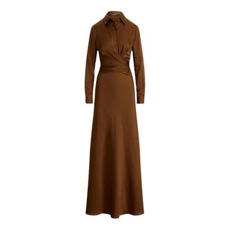 Ralph Lauren Woven-Slim-Jurken - Dames - Jurken - Bruin - Maat: XS Poliester