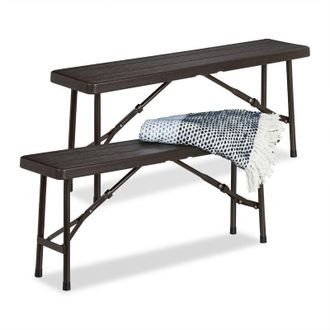 Relaxdays Relaxdays Set of 2 Picnic Benches, Foldable, for Pub, Garden or Campsite, up to 150kg each, HWD: 42x100x25 cm, Brown