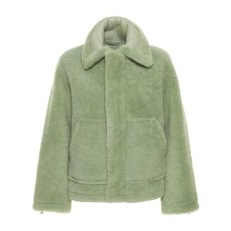 Jacquemus Faux Fur & Shearling Jackets, female, Green, Size: 3XS Fur and leather jacket