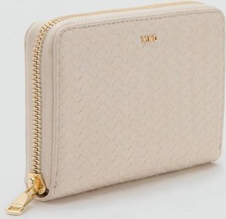Mango Portafoglio medio intrecciato bianco sporco - Donna - Taglia unica - MANGO