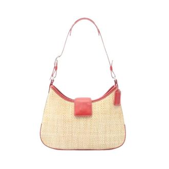 Coach Pre-owned Shoulder Bags, female, Beige, Size: ONE SIZE Pre-owned Leather Raffia Shoulder Bag