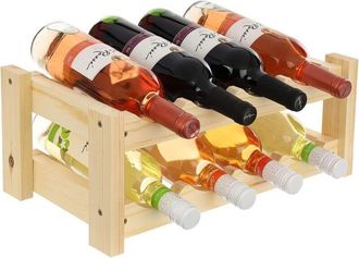OEM Botellero Estable Para 8 Botellas, Fabricado En Madera De Pino Natural, 44,5 X 25,5 X 16,5 Cm
