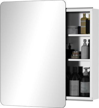 HOMCOM kleankin On-Wall Mounted Bathroom Storage Cabinet with Sliding Mirror Door 3 Shelves Stainless Steel Frame - Home Living | TJ Hughes