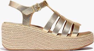 FitFlop Fitflop Platfforms Espadrille Womens Wedge Sandals Platino - Silver Leather - Size UK 3