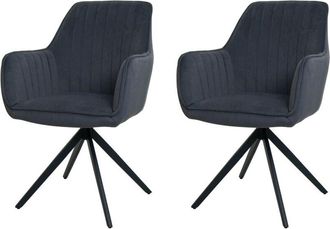 Hhg Hhg - Nunca Usado] Lote De 2 Silla De Comedor 499, Silla De Cocina Reclinable Reposabrazos, Giratoria Posici&oacute;n Del Coche Tela/textil, Antracita