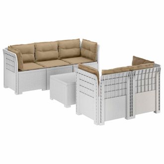 vidaXL Divano Da Giardino 5 Posti Con Cuscini Stile Rattan Pp Bianco Vidaxl
