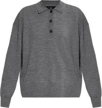 Anine Bing Lee Sweater - Dames - V-hals truien - Grijs - M - Wol - Truien & Vesten
